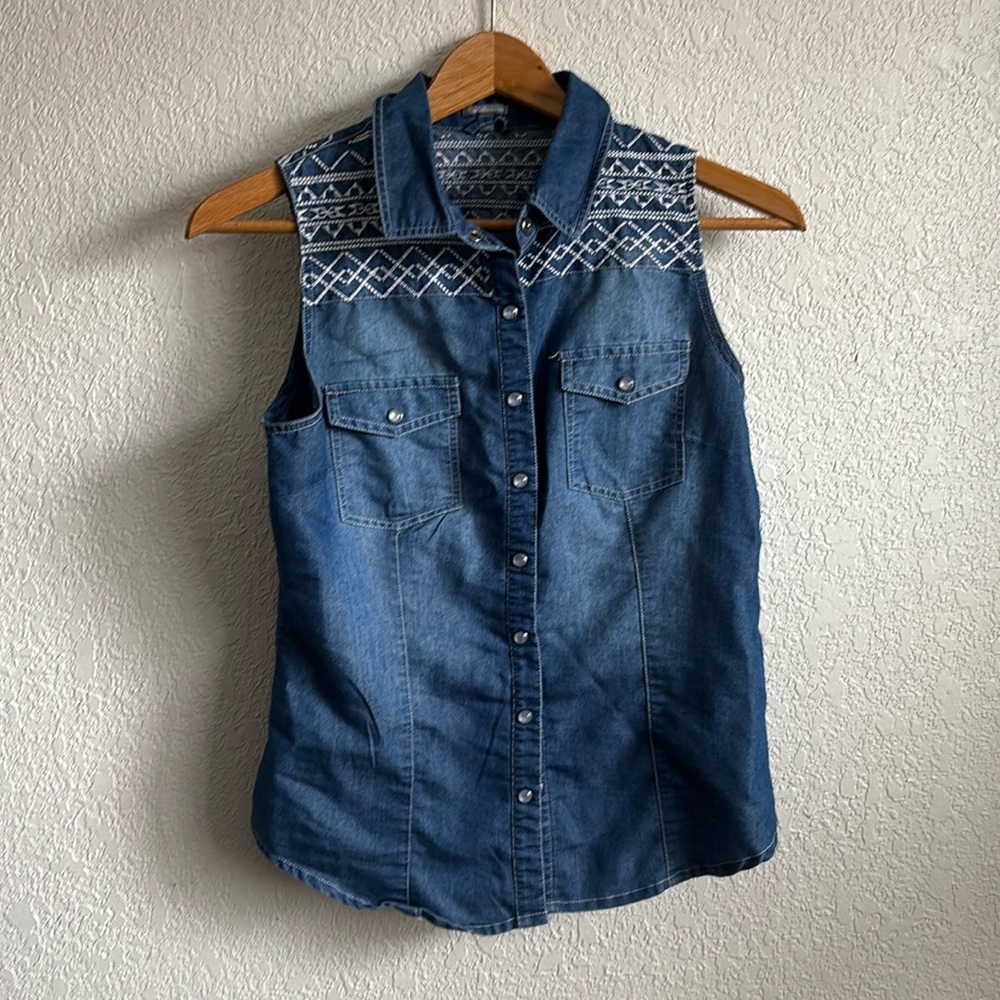 Pearl Snap Jean Tank Top